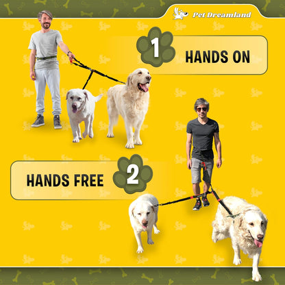 Exquisite Hands Free Double Leash for Two Dogs No Tangle. Premium Quality & Versatile Running Your Two Large Dogs. You Will Absolutely Love This Amazing Dual Dog Leash (Black & Red)