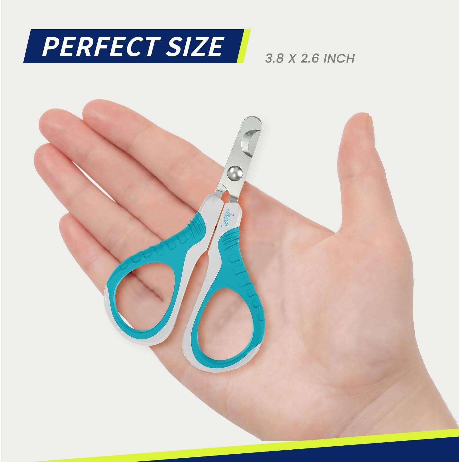 Pet Nail Clippers U07.1, Professional Claw Trimmer, Bended Scissor Special for Cats, Kittens, Dogs, Puppies, Small Animals, White/Pine Green