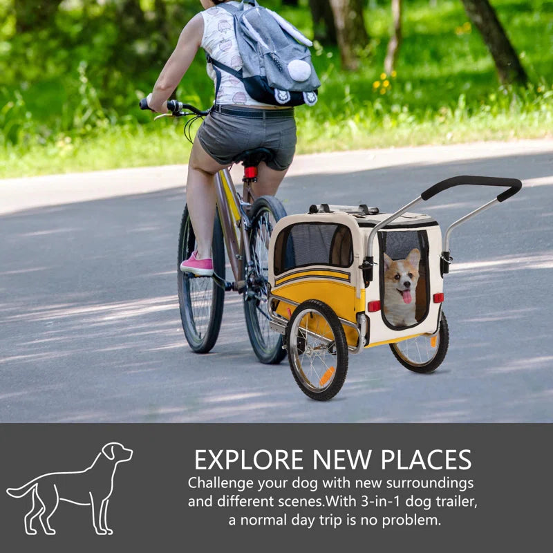 Aobei 2-In-1 Dog Bicycle Trailer, Dog Stroller, and Dog Jogging Stroller