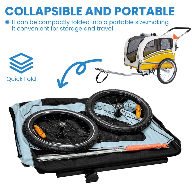 Aobei 2-In-1 Dog Bicycle Trailer, Dog Stroller, and Dog Jogging Stroller