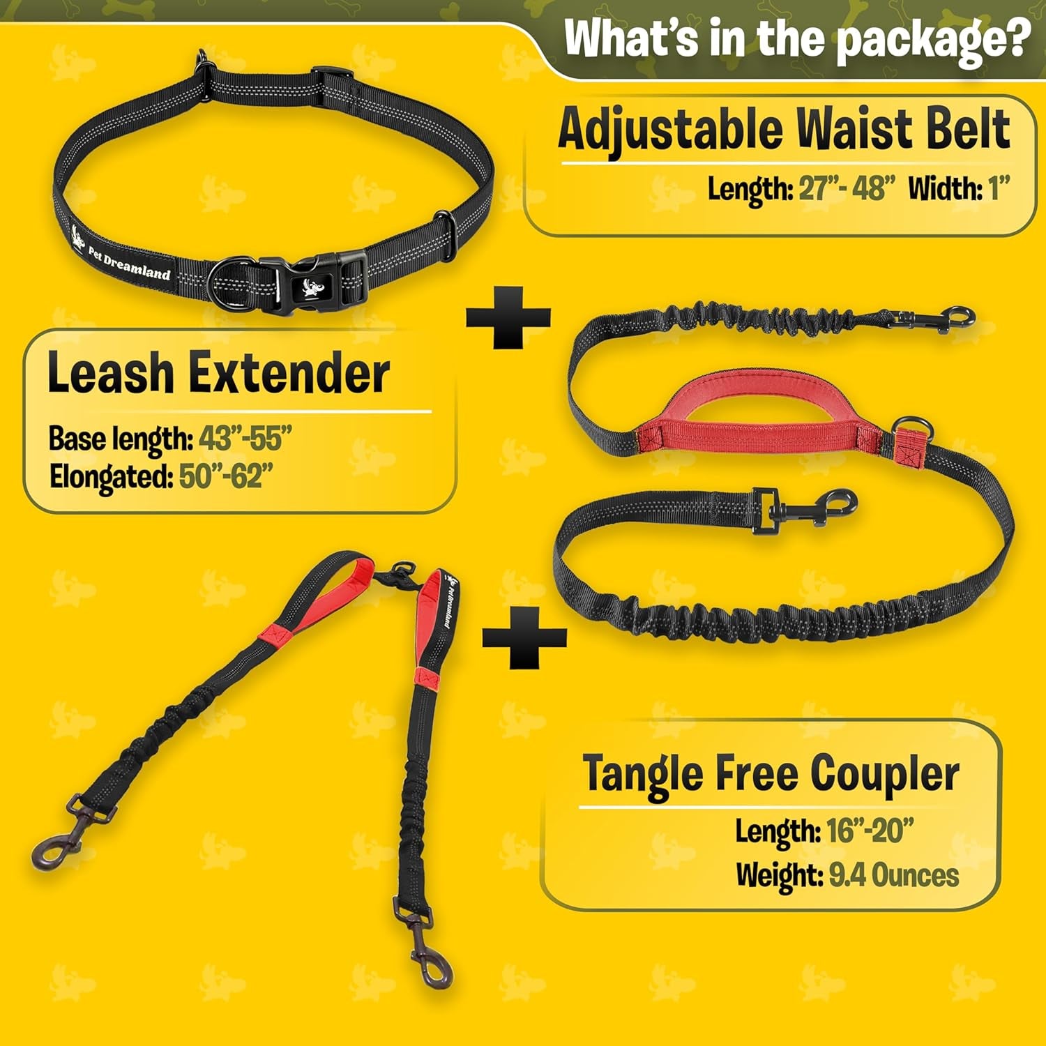 Exquisite Hands Free Double Leash for Two Dogs No Tangle. Premium Quality & Versatile Running Your Two Large Dogs. You Will Absolutely Love This Amazing Dual Dog Leash (Black & Red)