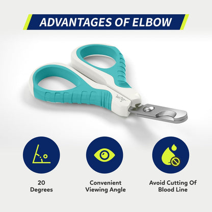 Pet Nail Clippers U07.1, Professional Claw Trimmer, Bended Scissor Special for Cats, Kittens, Dogs, Puppies, Small Animals, White/Pine Green